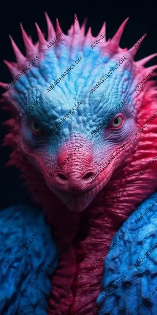 Face of an unknown alien animal with captivating vibrantly surreal features