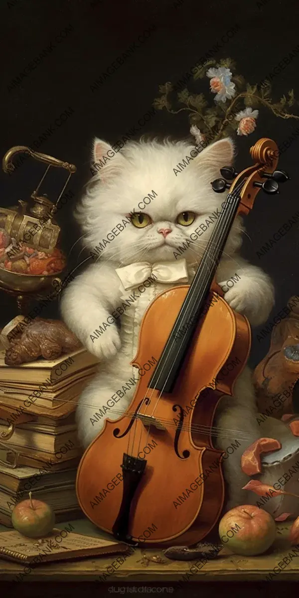 Persian Cat Tiny Orchestra Conducting