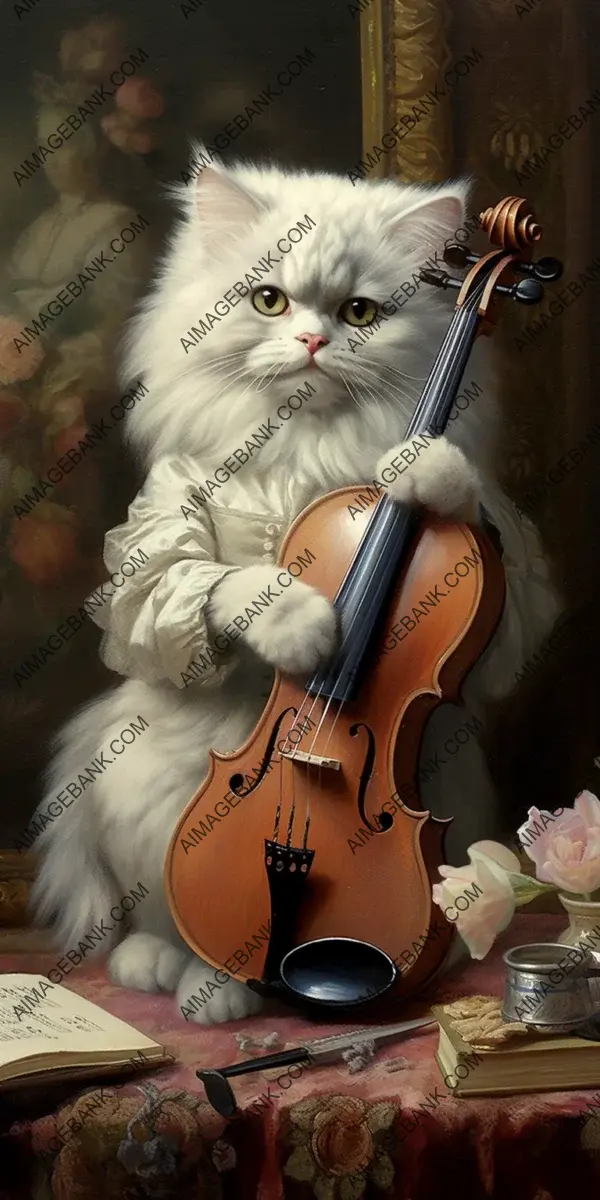 Persian Cat Tiny Orchestra Conducting