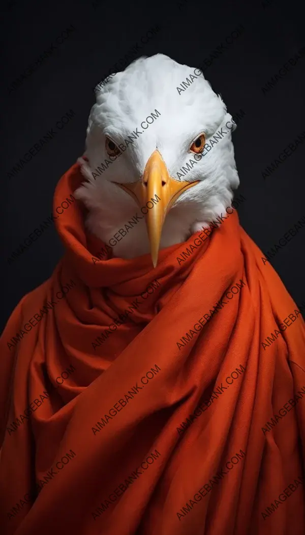 Close-up of a fashion model with a vibrantly surreal avian face