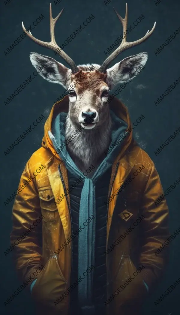 Edgy deer street style-inspired poster with striking contrast