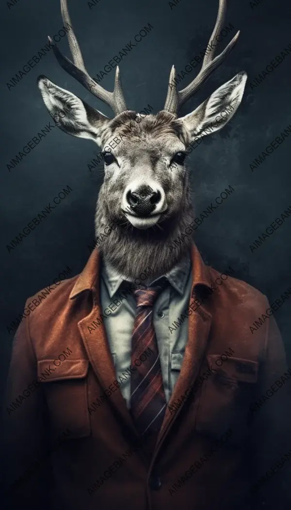 Deer with an edgy street style-inspired poster-like appearance and striking contrast