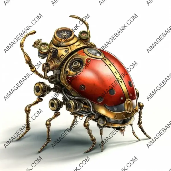 A robotic ladybug with a steampunk-inspired design