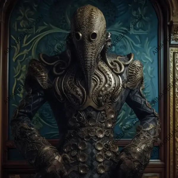 A Lovecraftian superhero with a sci-fi-inspired suit design