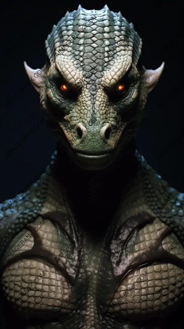 Reptile man with creepy LED lighting