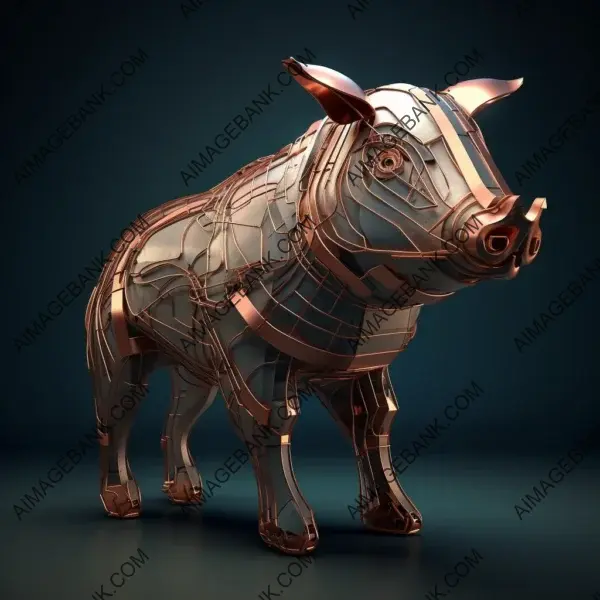 Sketch of a pig as an imaginative and fantastic animal creature