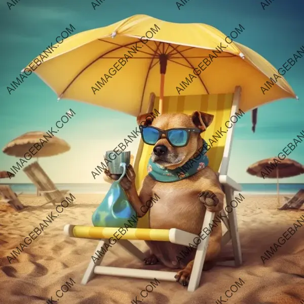 Cool Dogs on the Beach: Wearing Glasses under the Umbrella