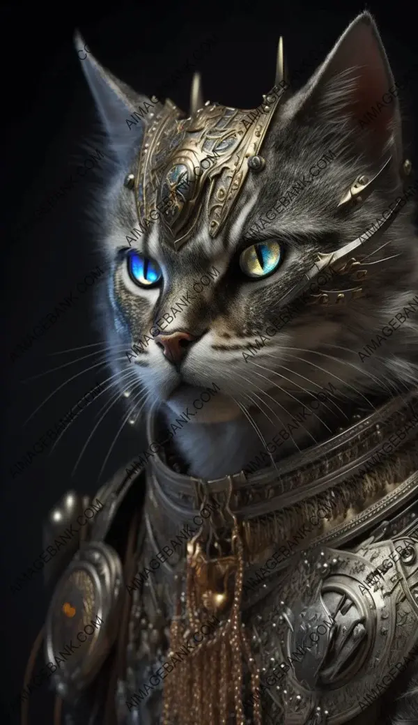 Highly Detailed Shiny Cat in an Action Portrait