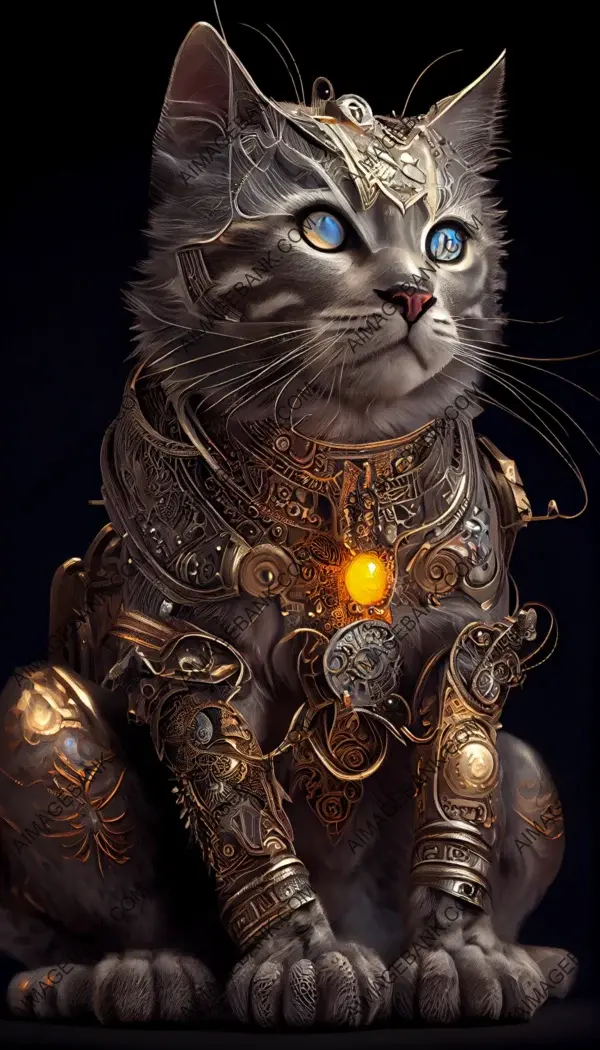 Detailed Sitting Cat Portrait