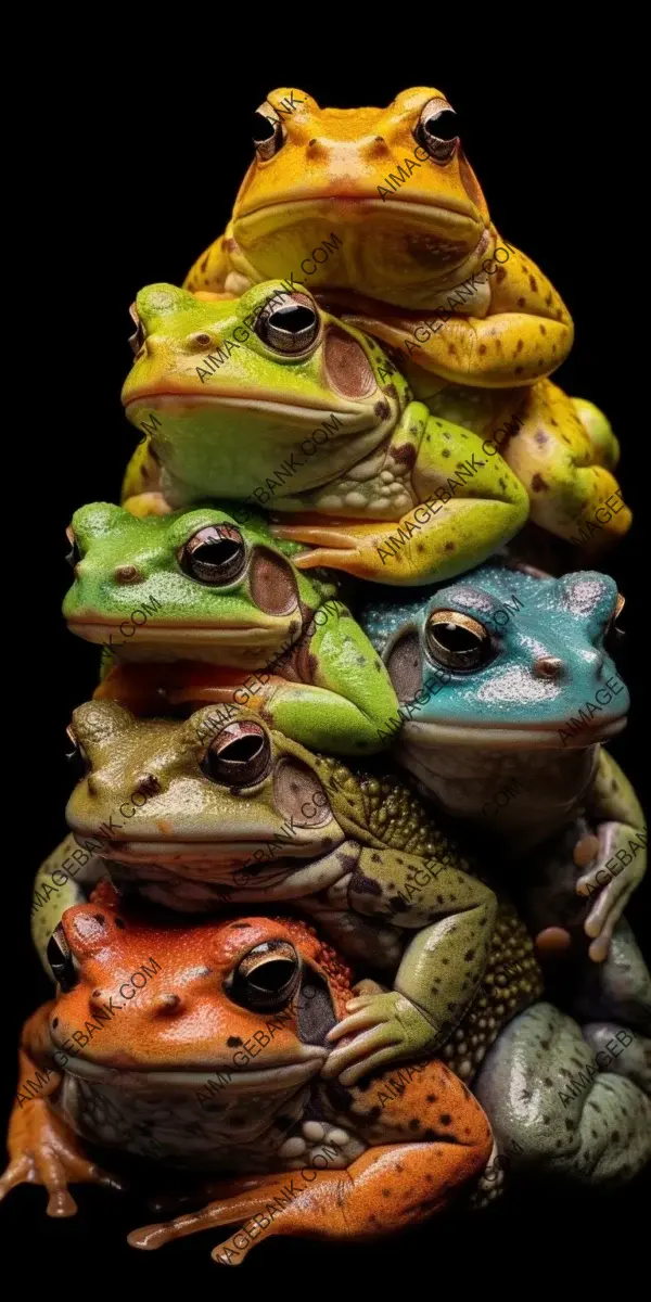 Vibrant Summer Frogs Piled Up