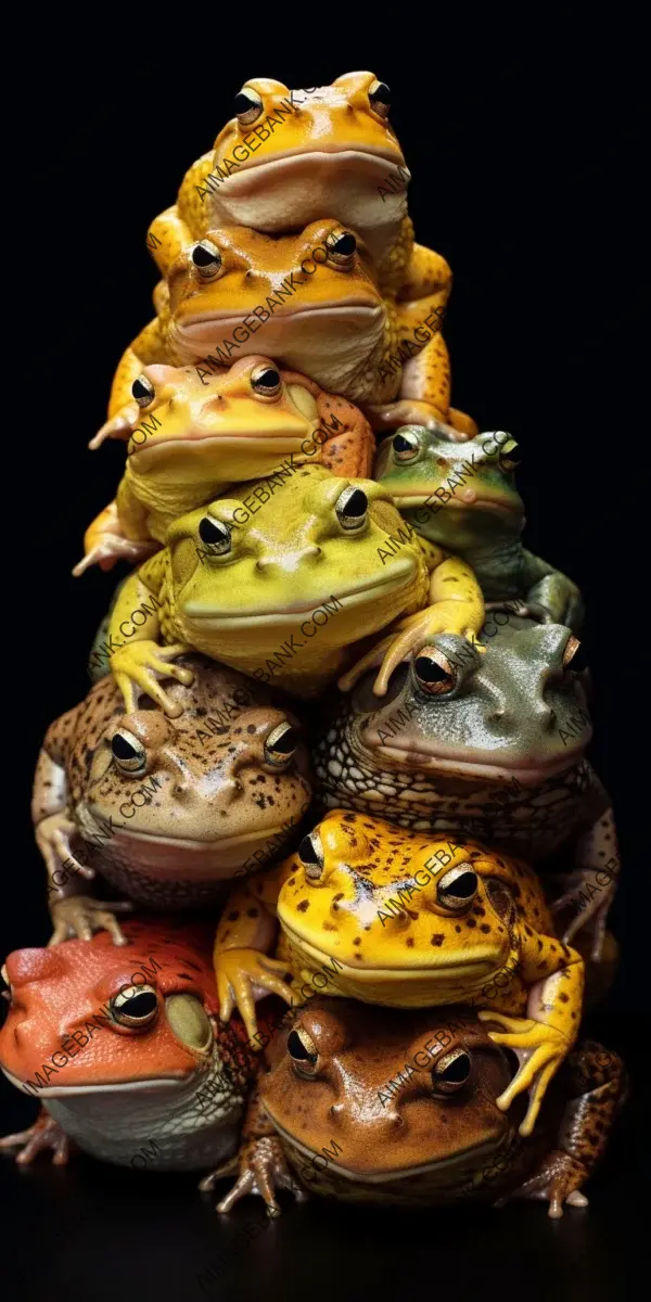 Assorted Frogs in a Colorful Stack