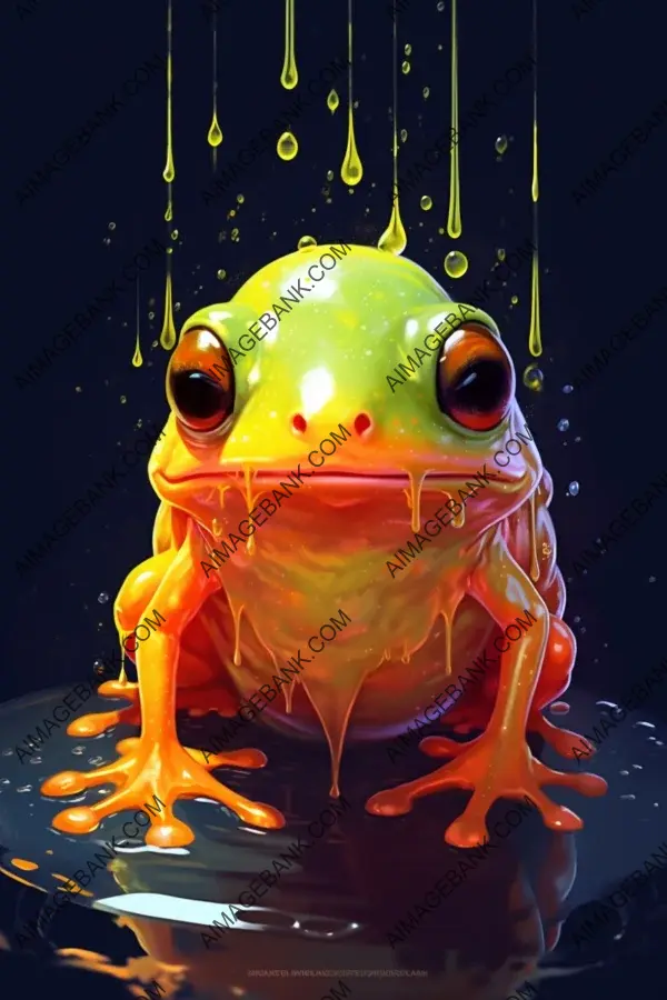 Egg-Suited Frog Dripping Neon