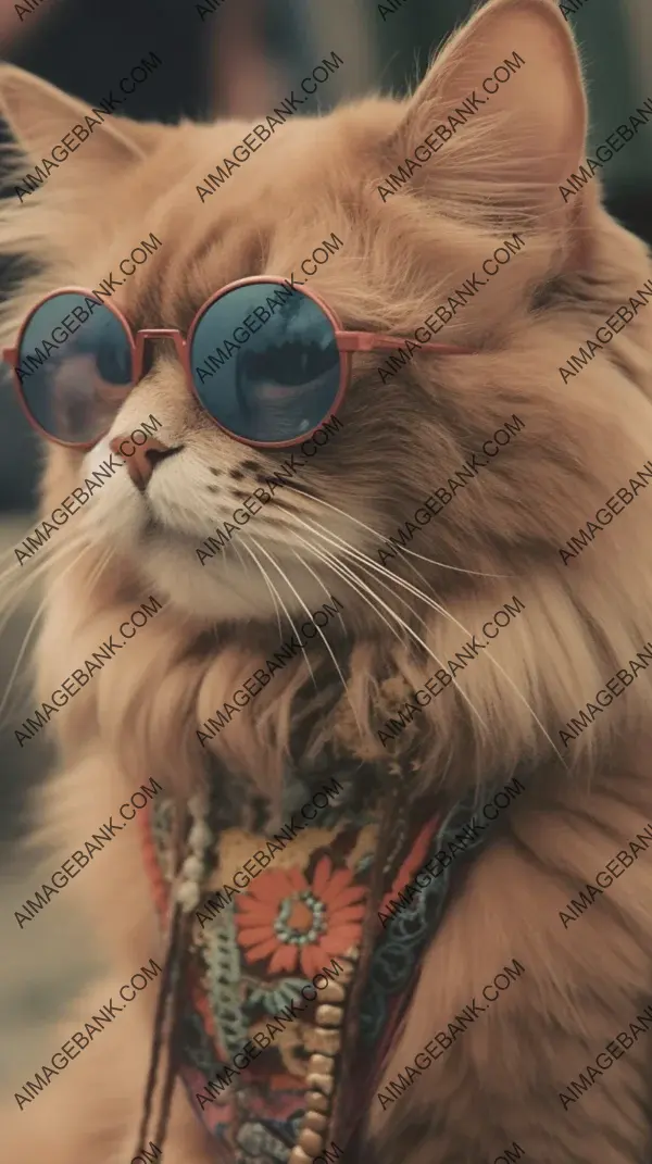 Hipster Cat with Cigar Vintage Photograph from 1969