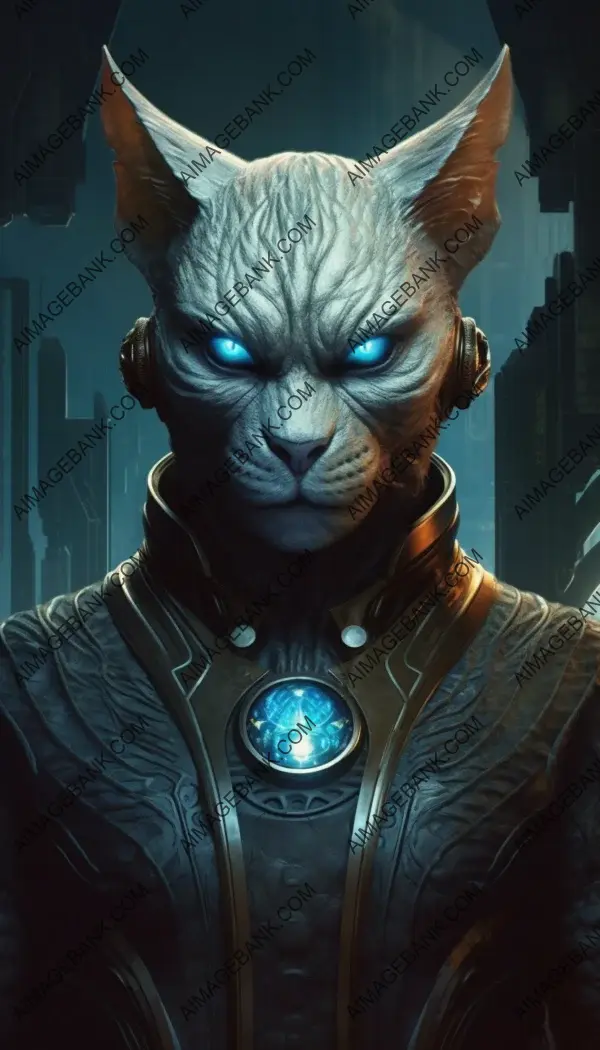 Potrait of Super Villain Humanoid Cat