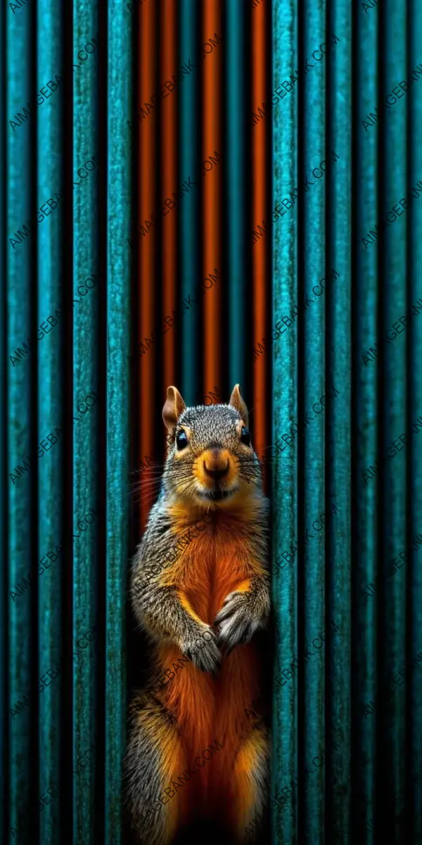 Eccentric elegance: Squirrel with a pinstriped pattern closeup