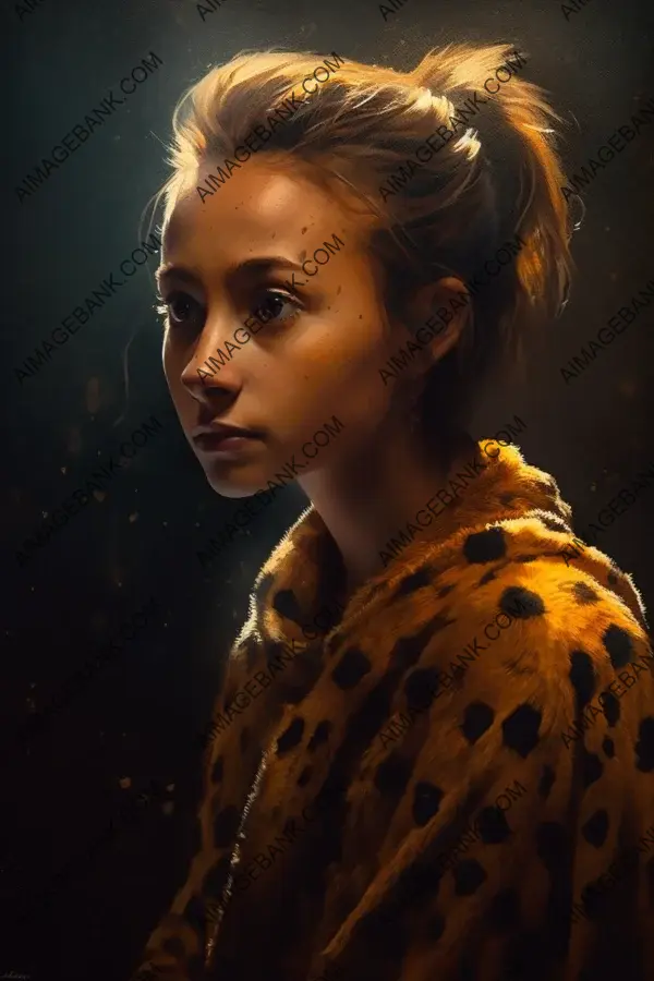 Girl meets hyena: A captivating painting capturing a unique encounter