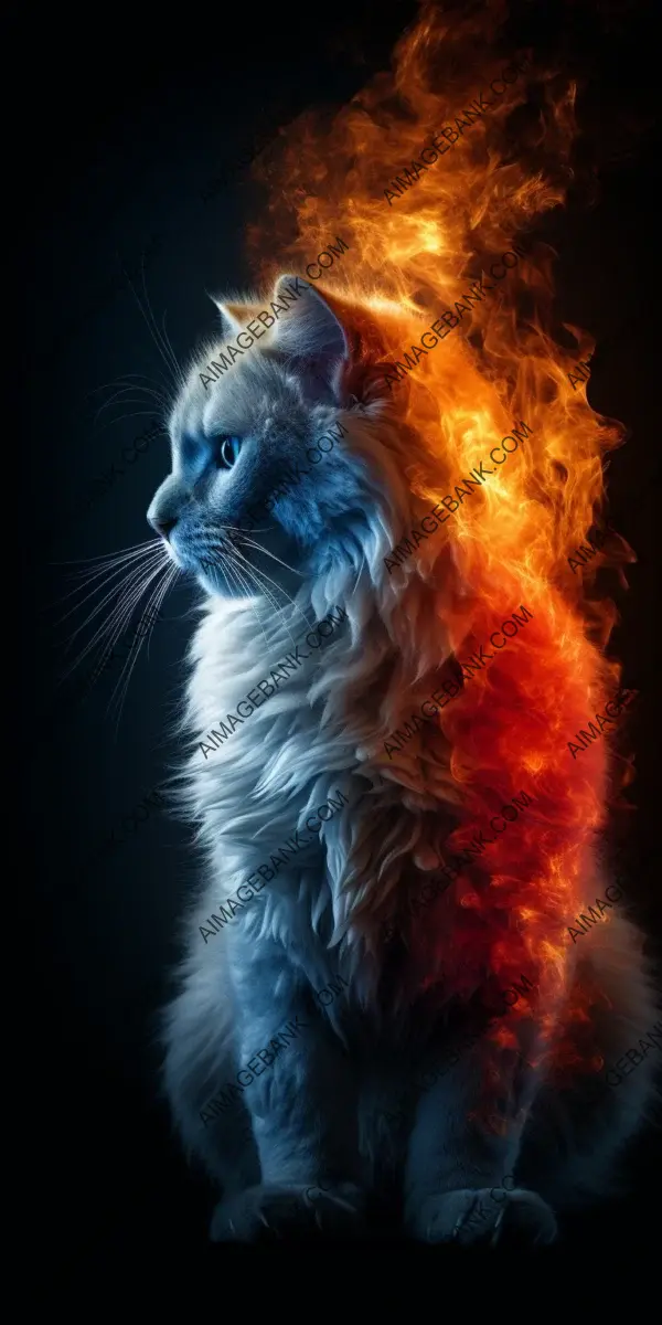 Highly Detailed Fire and Ice Feline