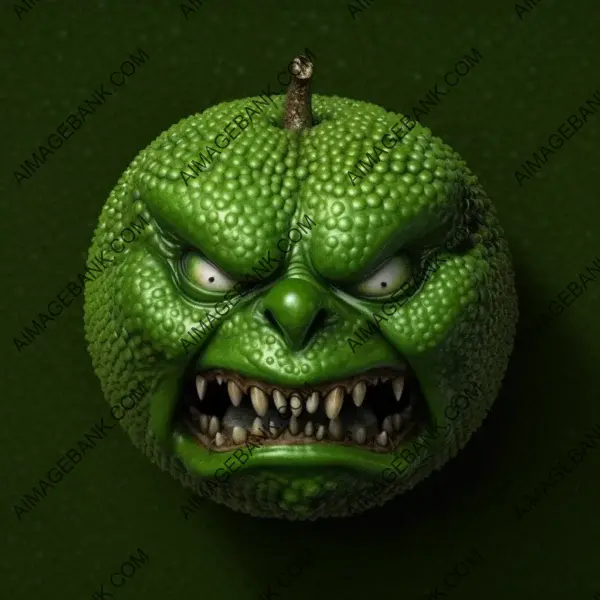 Hyperrealistic Image of Angry Green Apple