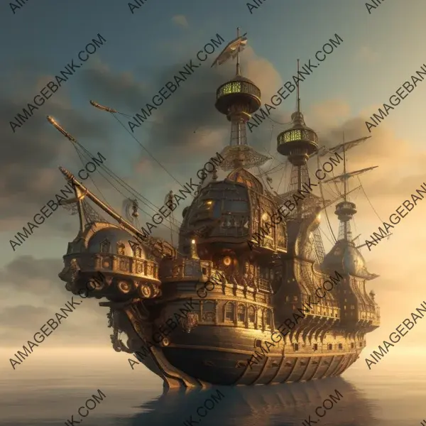 Panoramic Background: Fantasy Pirate Ship