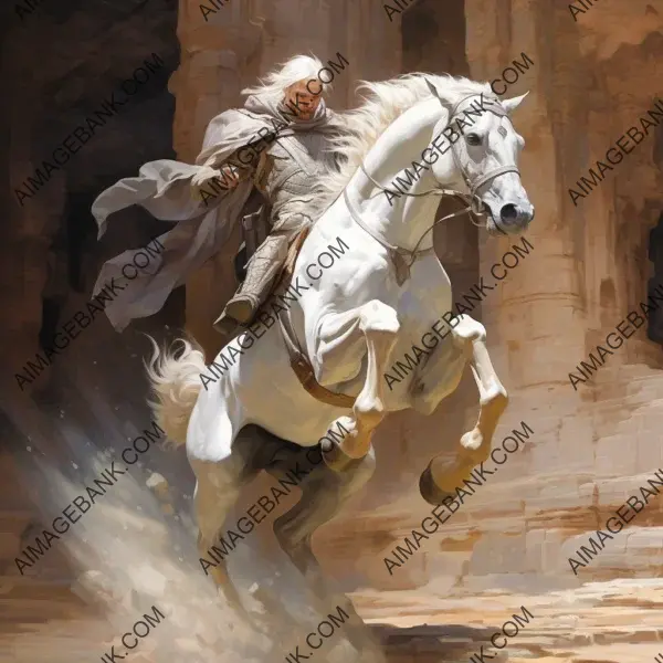 Dynamic Albino Centaur Ranger Leaping