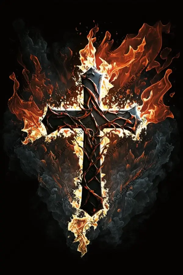 Fiery symbolism: Burning cross artwork