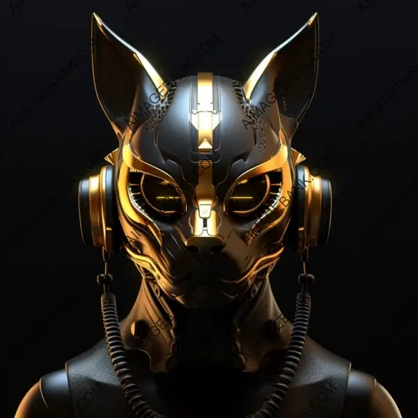 Fantasy art: Cat-masked character with headphones