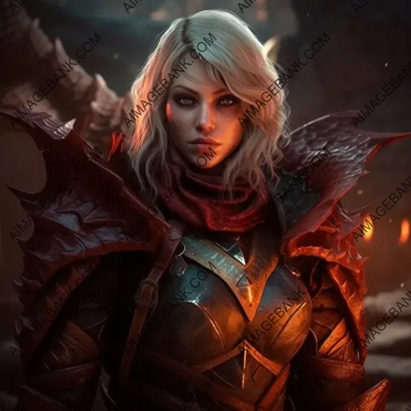 Stunning portrayal of a female rogue wearing full dragon gear