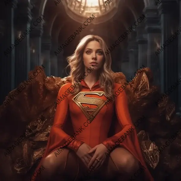 Captivating photo-portrait showcasing the beauty of a supergirl in exquisite dress