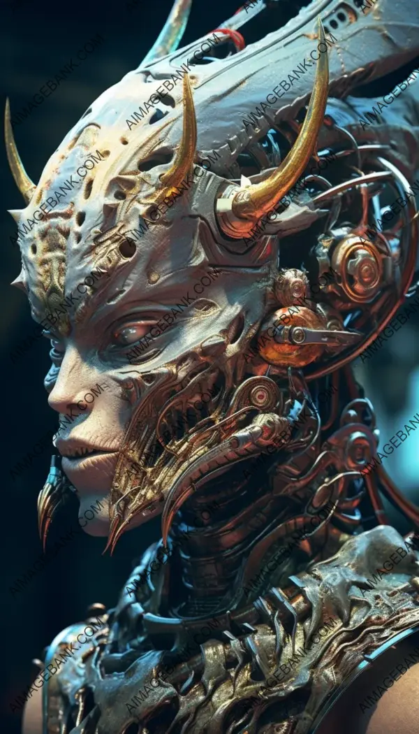 Captivating chiaroscuro portraitures capturing the essence of a cyborg dragon by Joe Lett