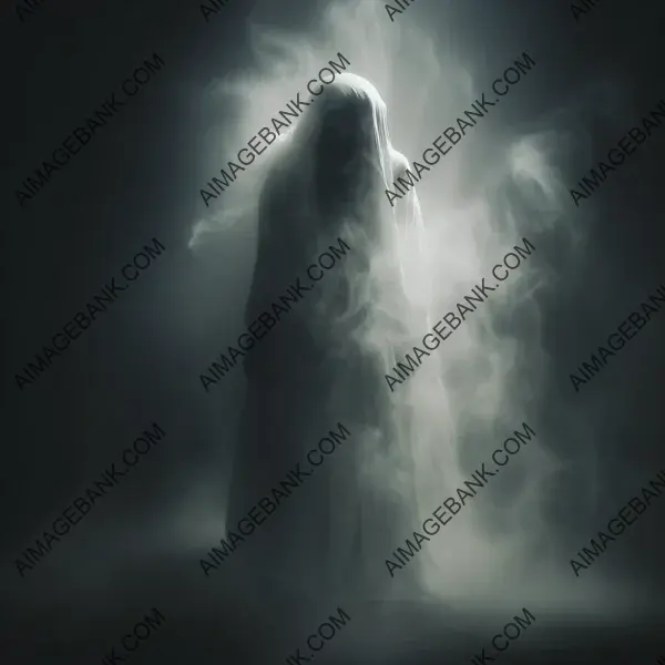 Captivating fusion of dramatic lighting and fog in depicting the ethereal human form