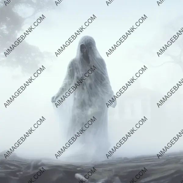 Mysterious and captivating representation of the human form amidst swirling fog