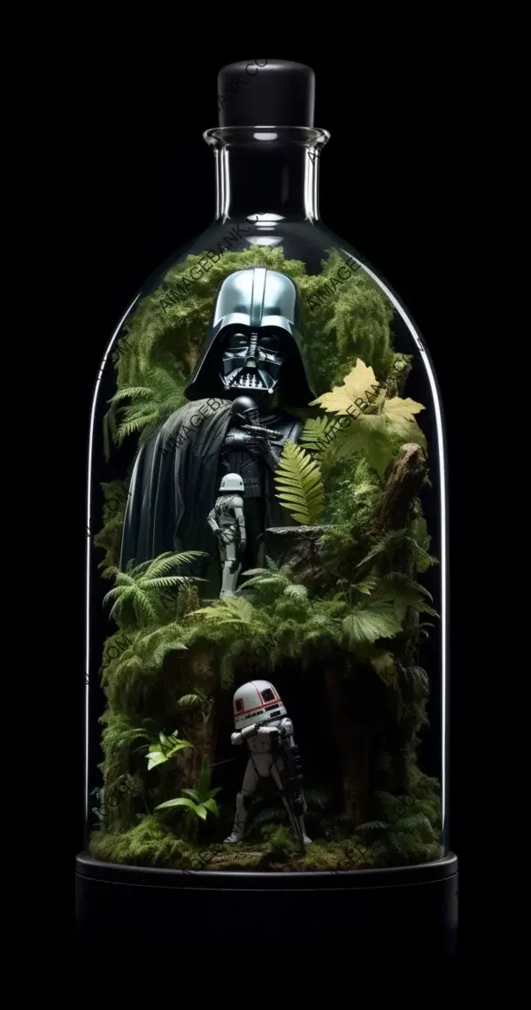 Darth Vader from Star Wars trapped within the mysterious rainforest