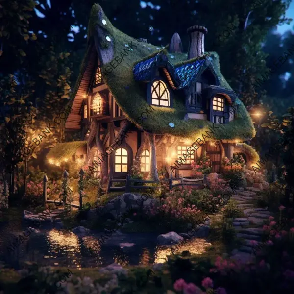 A captivating house tucked away in a magical and fairy-tale-like forest