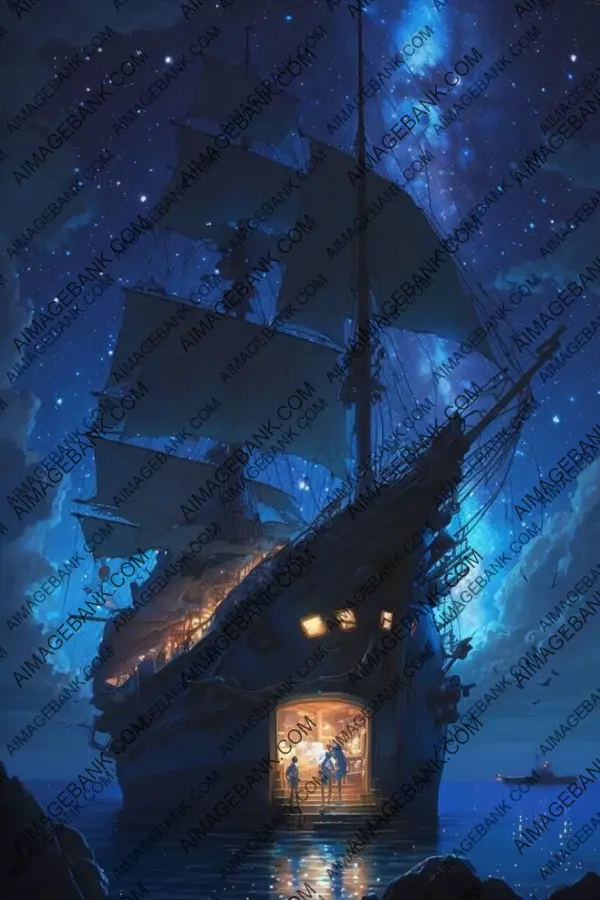 Beautiful Night Seascape: Anime Art Style