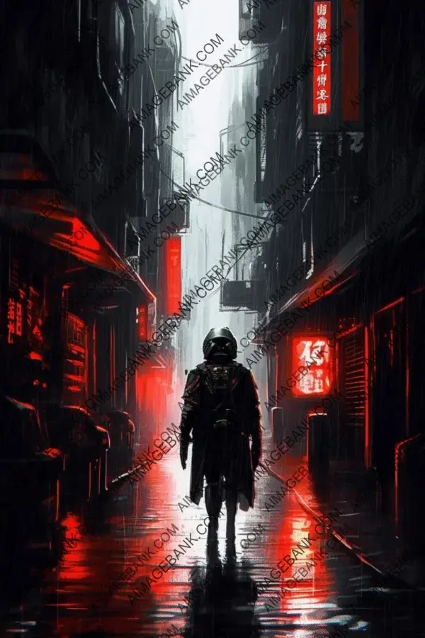 Rainy Neon Cyberpunk Alley