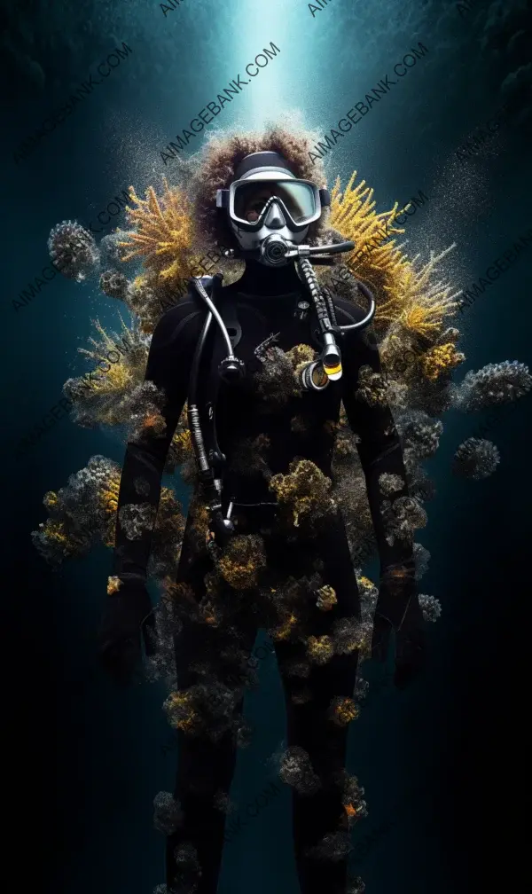 Stunning photograph capturing a female diver&#8217;s black dive