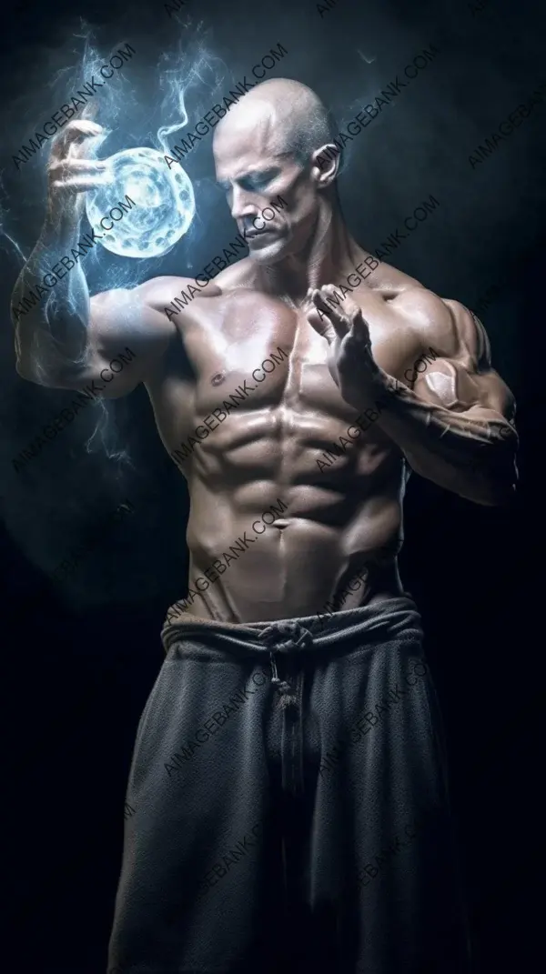 Spell-casting sorcerer turning into a muscular bodybuilder