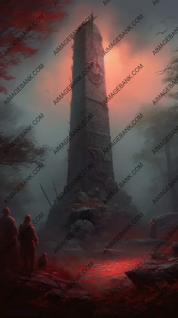 Dark Giant Stone Obelisk Monument Statue