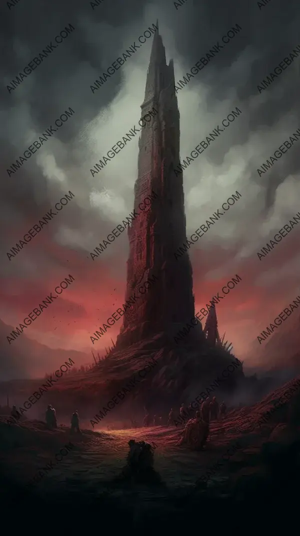 Giant Stone Obelisk Monument Statue in a Dark Style