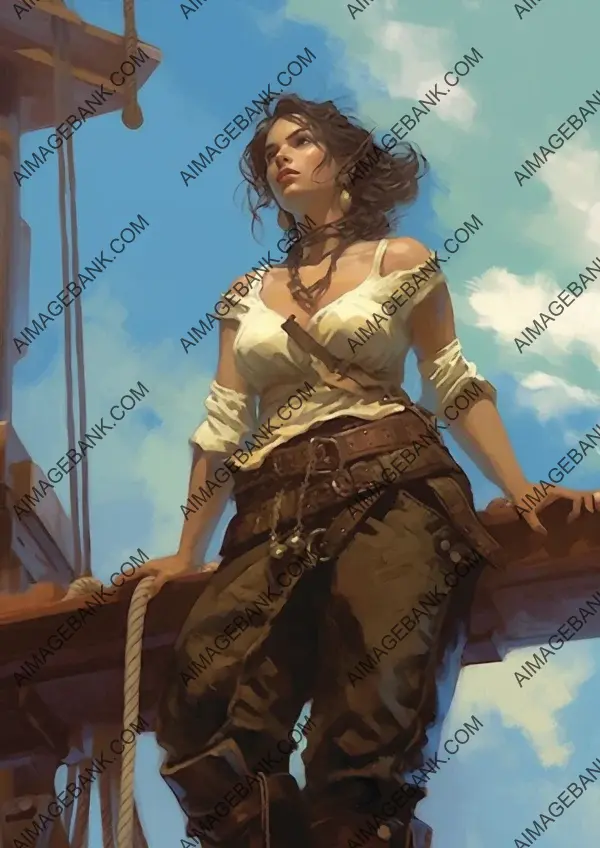 High-Angle Shot: Pirate Jenny in Frank Frazetta Style