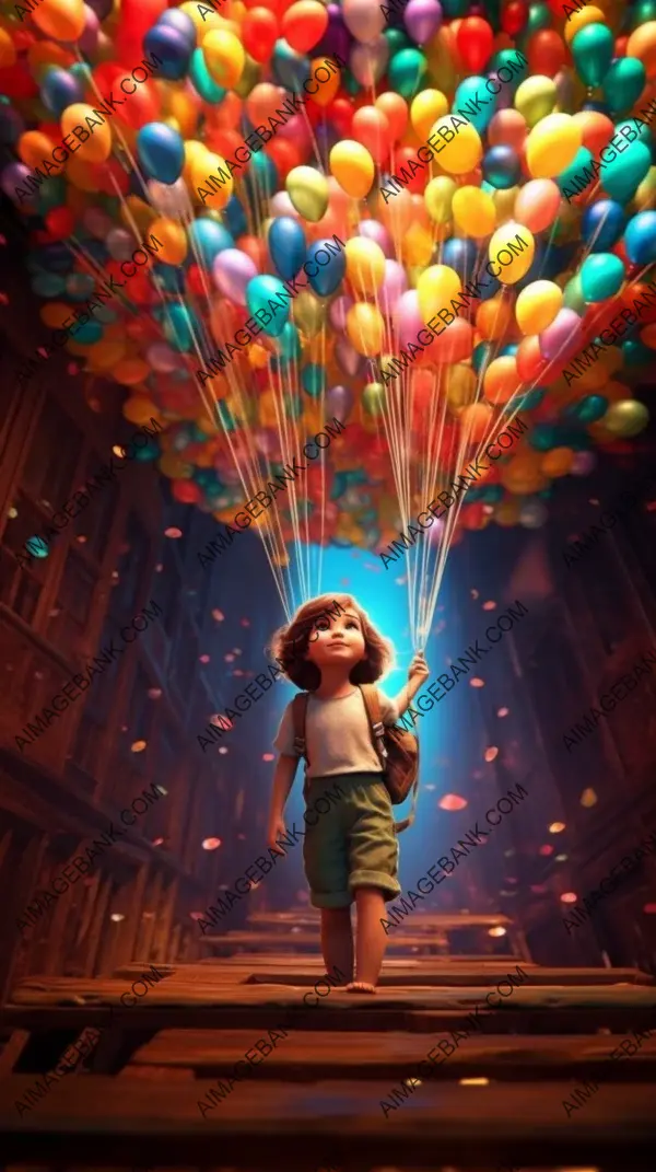 Fly high with the Pixar-style little brunette girl in a colorful fantasy world