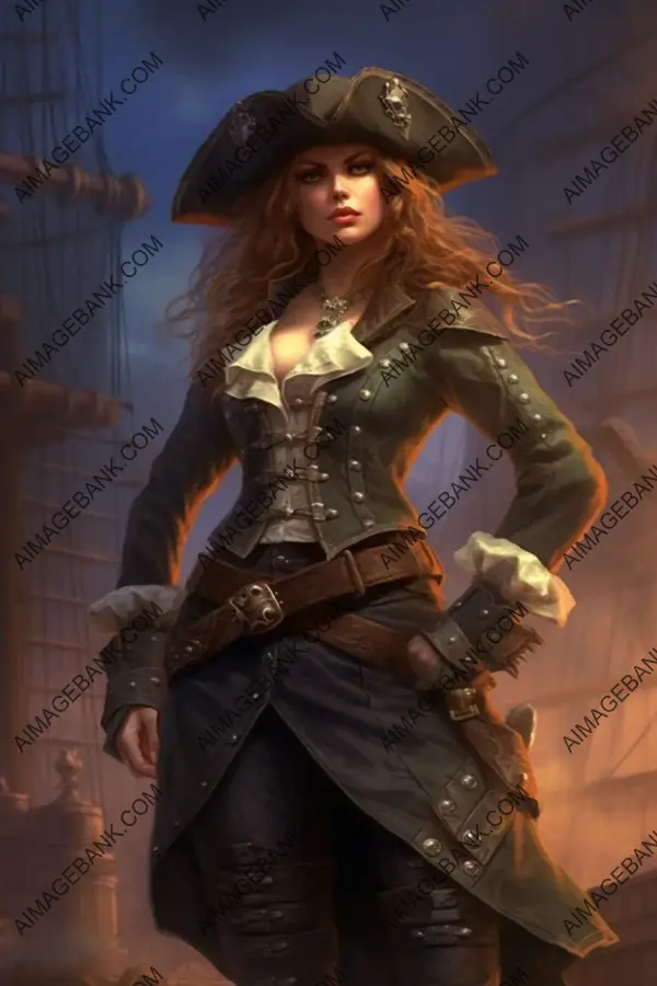 Treasure-Sitting Pirate Captain: Curvy and Beautiful