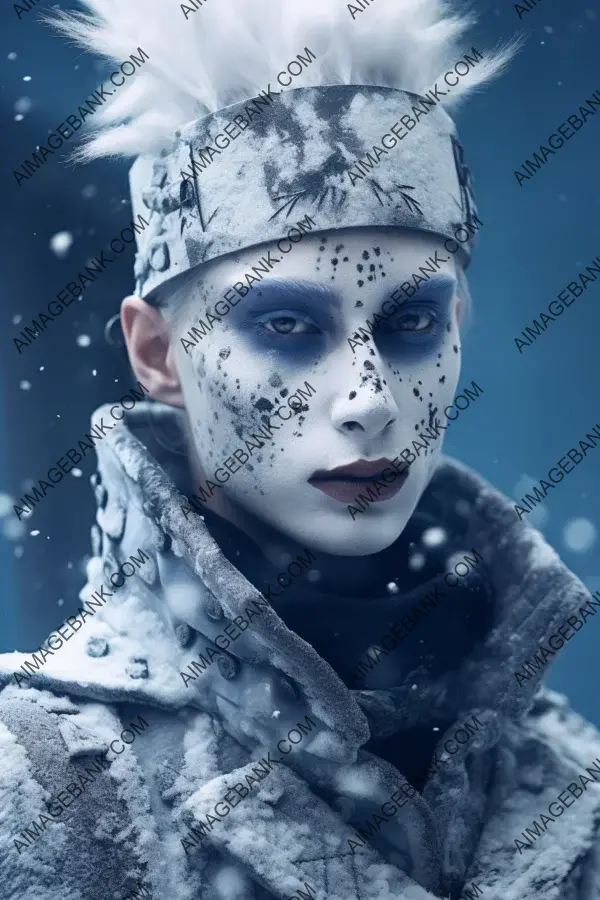 Captivating Portraits in Frostpunk Fashion Photography with White and Glacial Blue Aesthetics