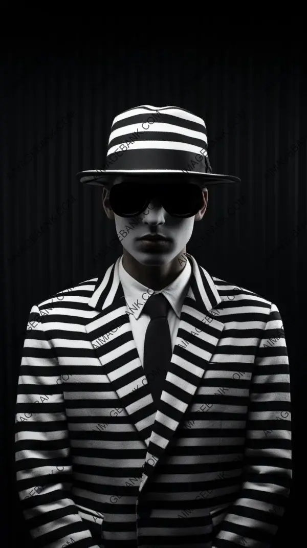 Cinematic photography meets op art illusion in a captivating invisible man portrayal.