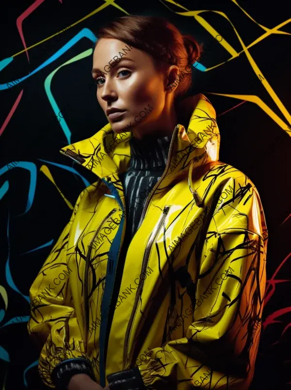 Captivating woman brightly colored jacket striking appearance