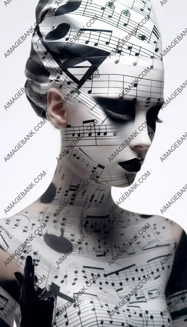 Artistic close-up photo musical notes tenebrist style