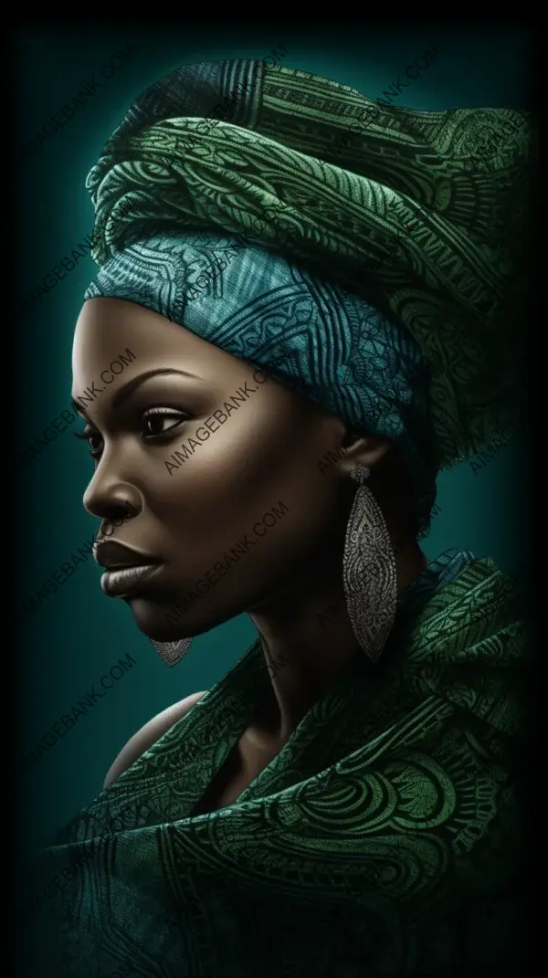 Captivating African Woman in Green Turban