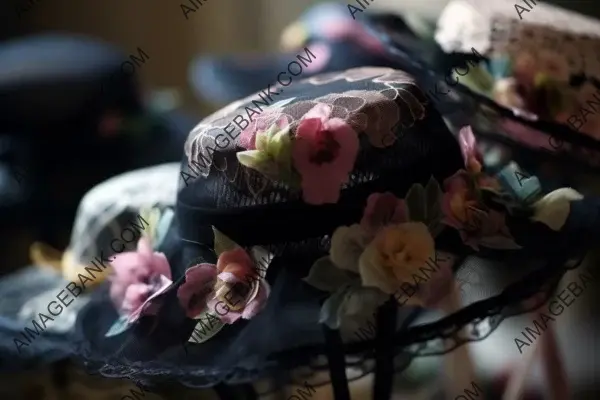 Fashionable Hat with Patterned Tulle