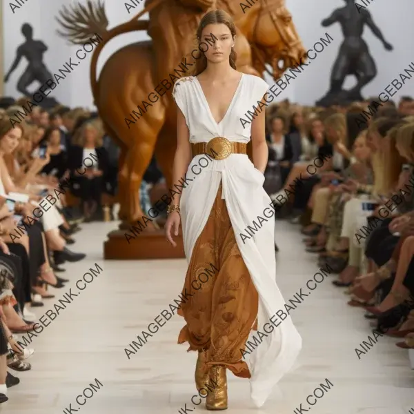 Regal Hermes-Inspired Dress on the Catwalk