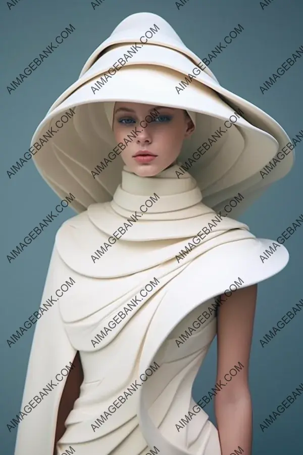 Striking Image of Sculptural Off-White Clothing and Hats